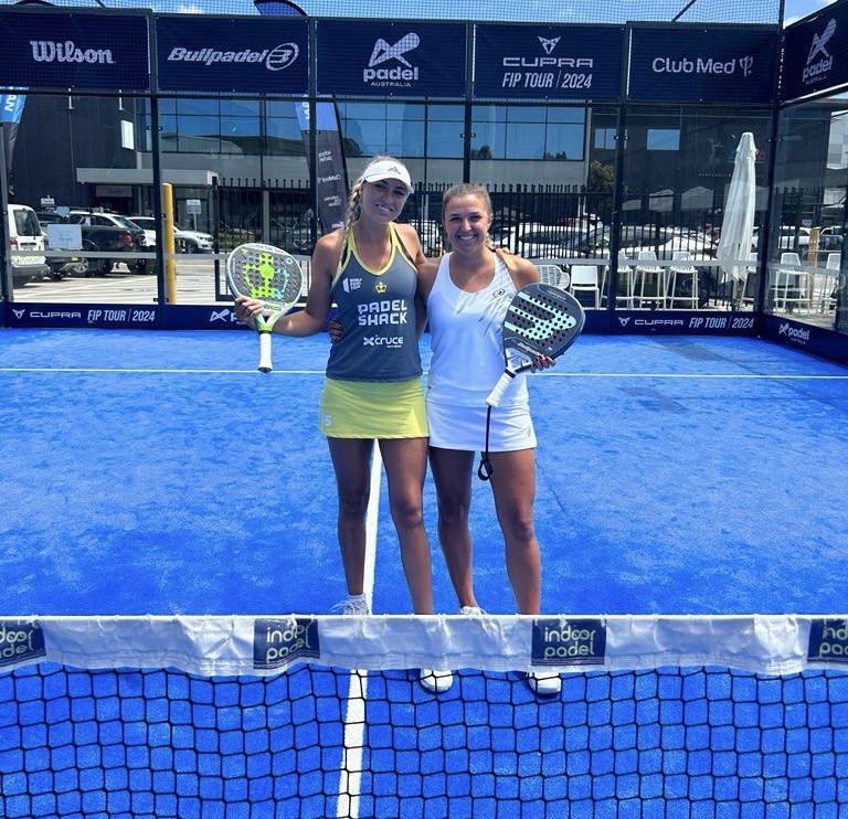 Padel players Hanna Maddock and Catherine Rose.