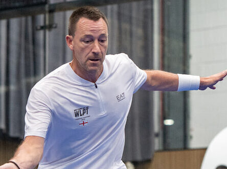 John Terry competing in the EA7 Armani World Legends Padel Tour, Padel Hub, Slough.