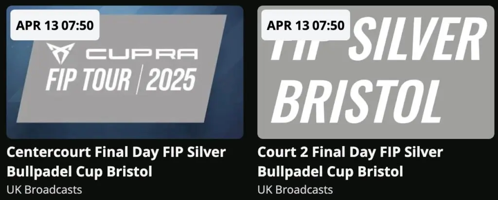 Padel-TV FIP Silver Bristol schedule 3