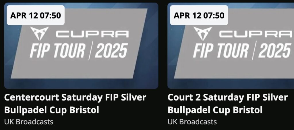 Padel-TV FIP Silver Bristol schedule 1