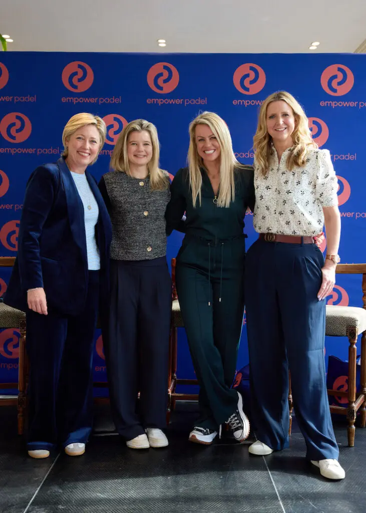 Pep Stonor, Sophie Bray, Chemmy Alcott and Gigi Salmon at an Empower Padel International Women's Day event.