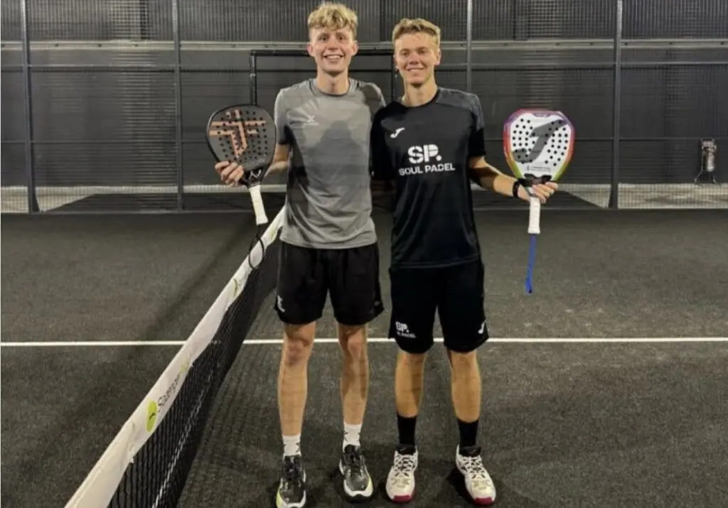 Soul Padel brand ambassador Theo Garton (right) with GB No 6 Jake Bewley.