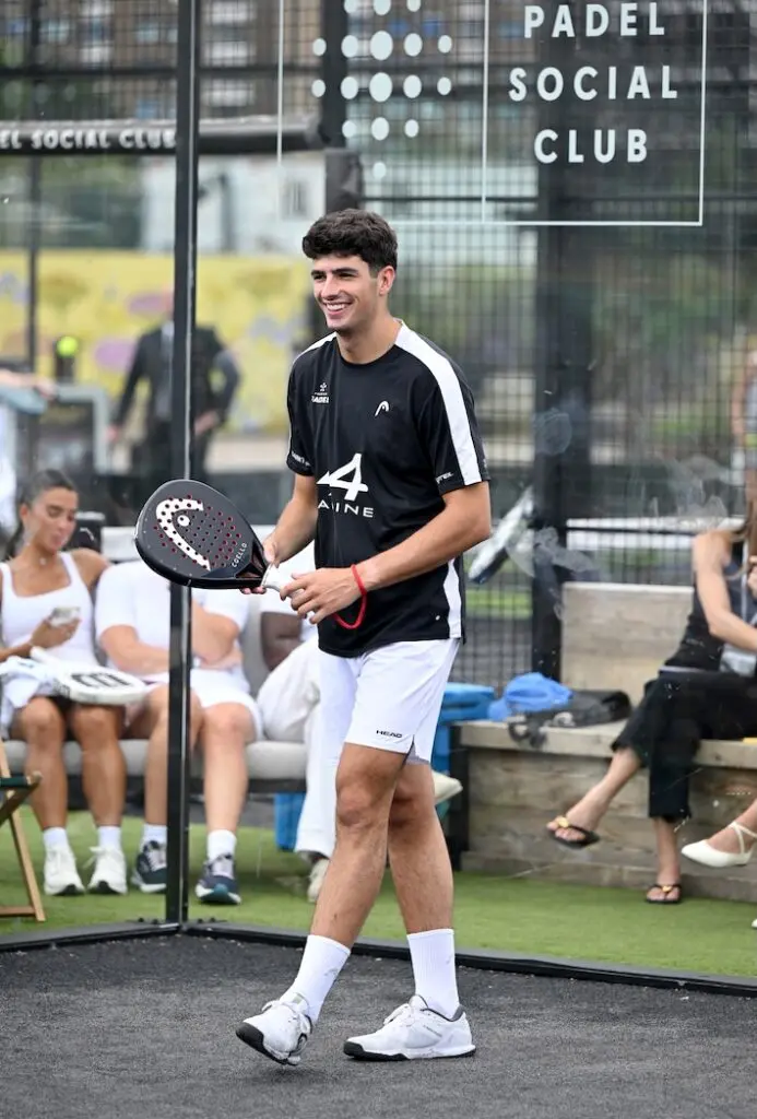 World No 1 Arturo Coello at Tom Holland's Bero Padel Classic pro am, Padel Social Club, London.