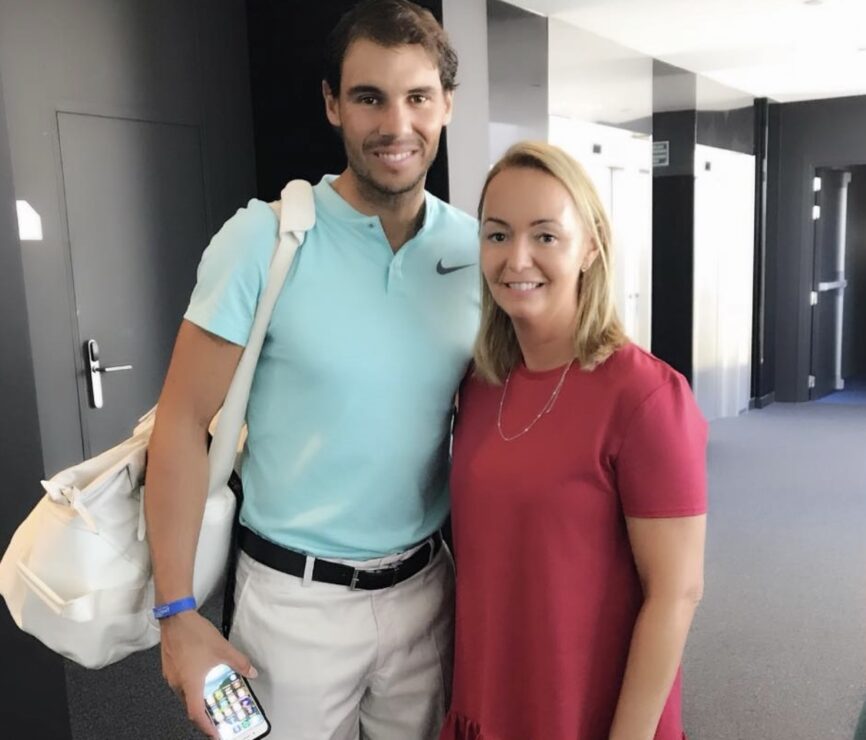 Druid Padel's Edel Clarke with Rafa Nadal.